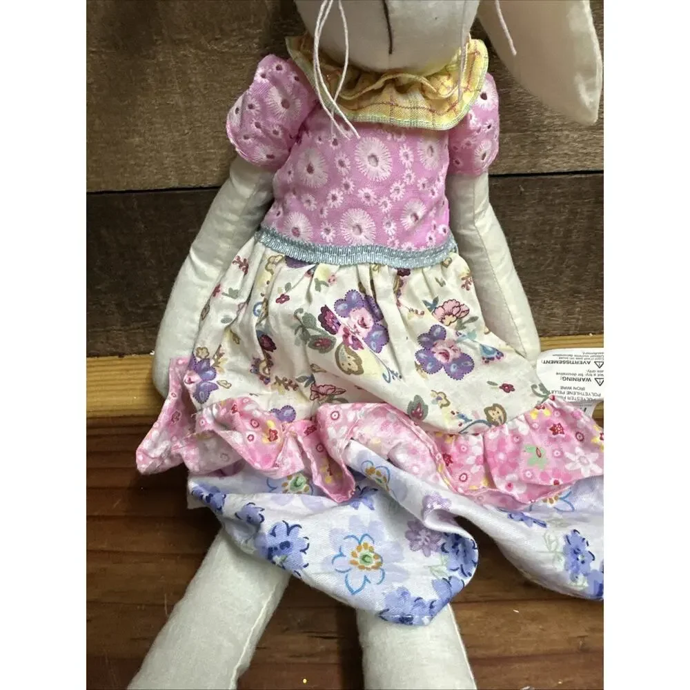 Easter Bunny Rag Doll in Flower Print Dress Shelf Sitter 18” Pier 1